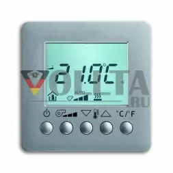Busch-Jaeger 6138/11-83 Контроллер комнатной температуры Fan Coil с дисплеем, для поверхностного монтажа, со встроенным шинным соединителем, алюминий, серебристый