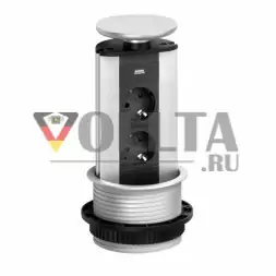 Зарядное устройство EVOline Port USB / серебристое / 2 выдвижных разъема / 1 USB