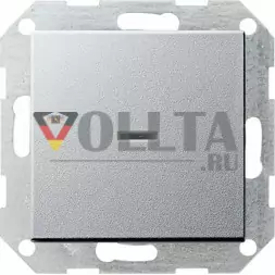 Gira 012226 System55 Контрольный выключатель с  подсветкой, 10А, двухполюсной выключатель цвет: алюминевый