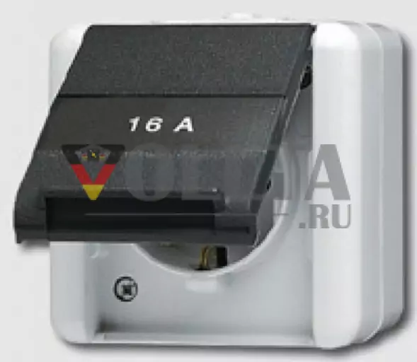 Jung 820ONAW WG800 SCHUKO - розетка 16А с  откидной крышкой для  ZSV-(центральное безопасное питание)