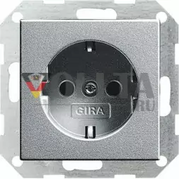 Gira 046626 System55 SCHUKO-розетка  16А, без защиты от детей цвет: алюминевый