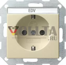 Gira 046201 System55 SCHUKO-розетка 16А, без штампа (надписи) цвет: кремово-белый, тон:глянец