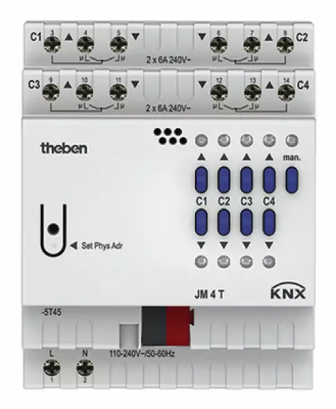 Theben 4940250 JM 4 T KNX 4-канал актор для жалюзи FIX1