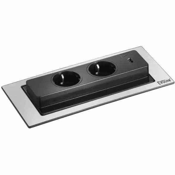 EVOline Backflip с черным окрашенным верхом / 2 розетки / 1 зарядное устройство USB