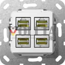 Gira 569903 System55 Вставка модульная, Джек(Rj45), Cat6A,четверная кабельный кнут (косичка) цвет:чисто белый, тон:глянец