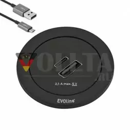 EVOline One / Двойное зарядное устройство USB переменного тока / Черное защитное кольцо