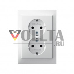 Berker 47537009 K1 SCHUKO-Двойная розетка, 16А, цвет:полярная белизна, тон:глянец