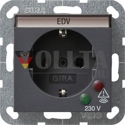 Gira 045128 System55 SCHUKO-розетка  16А, цвет:антрацит