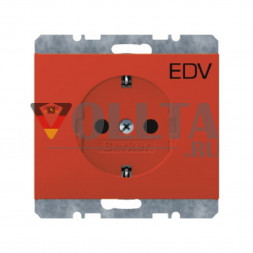 Berker 47157115 K1 SCHUKO-розетка  16А, со штампом EDV (электронная обработка данных) цвет: красный, тон:глянец