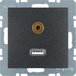 Berker 3315391606 USB/3,5 мм аудиоразъем антрацитовый, матовый Berker B.3/B.7