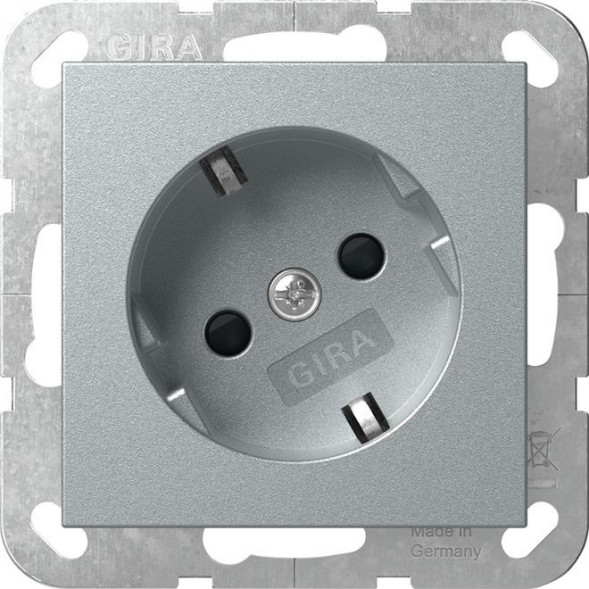 Gira 441826 30°+SH System 55 F алюминиевая розетка SCHUKO