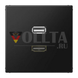 Jung MALS1163SWM Мультимедийная система подключения HDMI / USB 2.0, серия LS, графитовый черный матовый