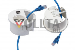 EVOline Circle80 / Белый / питание / USB-AC / кабельная розетка