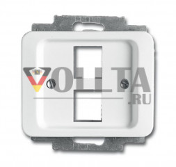 Busch-Jaeger 2561-02-24G Alpha модульная, Jack двойная, крышка, цвет: алебастр