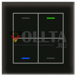 MDT BE-GTL40S.01S KNX II Light 4-позиционная RGBW черная нейтральная стеклянная кнопка