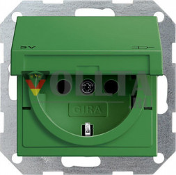 Gira 041502 System55 SCHUKO-розетка  16А, c откидная крышка,  для SV