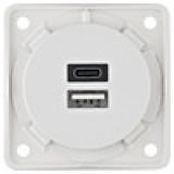 Berker 926202509 230 В 2-канальная USB-розетка для зарядки, цвет полярно-белый, матовый
