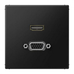 Jung MALS1173SWM Мультимедийная система подключения HDMI/VGA, серия LS, графитовый черный матовый
