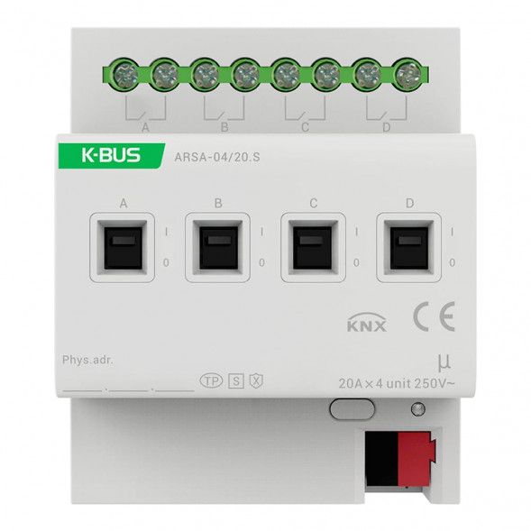GVS 88188612 KNX-переключающий актуатор | 4-х канальный, 20A, KNX-Secure