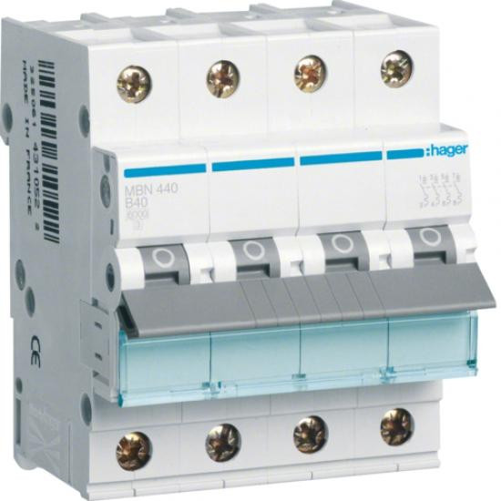 Автоматический выключатель Hager MBN440 4-полюсный B40A 6kA