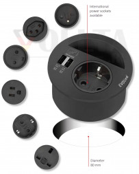 Крышка EVOline Circle80 / Мультимедиа USB 3.0 / 3 выхода для кабелей