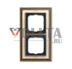Busch-Jaeger 1722-846 рамка крышки, 2-сторонняя рамка античная латунь декор слоновая кость белый