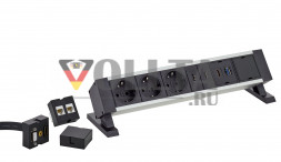 Док-станция EVOline Square / 2 порта питания / 1 USB-зарядное устройство / Свободный слот / Черный