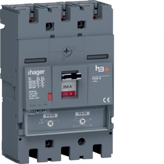 Автоматический выключатель Hager HET250DR h3+ P250 3P3D 250А 70кА