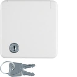 Berker 421209 Розетка SCHUKO с накладкой, откидной крышкой и замком полярно-белый, глянцевый