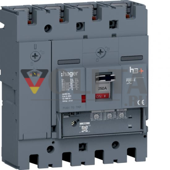 Автоматический выключатель Hager HET251GR h3+ P250 4P4D 250А 70кА