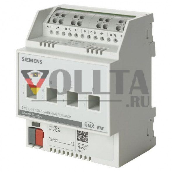 SIEMENS 5WG1530-1DB31 KNX-переключающий актуатор | 4-х канальный, 6 А
