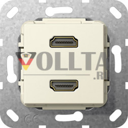 Gira 567101 System55 HDMI двойная, цвет: кремово-белый, тон:глянец