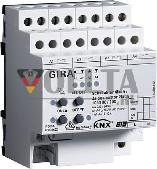 Gira 103600 переключатель, Жалюзи 4-двойная,  KNX