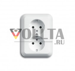 Busch-Jaeger 20-02EUJ-24G    Alpha SCHUKO-Двойная розетка, цвет: alabaster