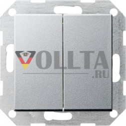 Gira 286126 2-позиционный прямой кнопочный выключатель System 55 из алюминия