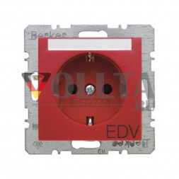 Berker 47501915 S1 SCHUKO-розетка  16А, со штампом EDV (электронная обработка данных) цвет: красный, тон: матовый