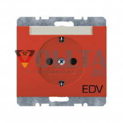 Berker 47397115 K1 SCHUKO-розетка 16А, со штампом EDV (электронная обработка данных) цвет: красный, тон:глянец
