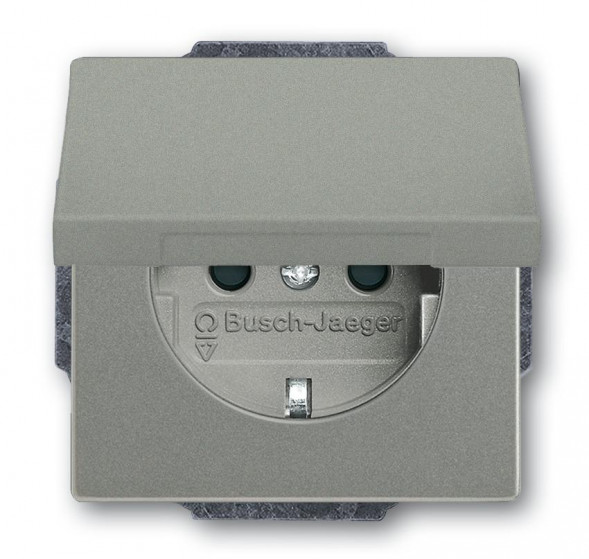 Вставка для розетки Busch-Jaeger 20 EUKBR-803 SCHUKO®, с откидной крышкой, металлик серый