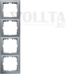 Berker 10149939 4-х полосная S.1 алюминиевая матовая рамка