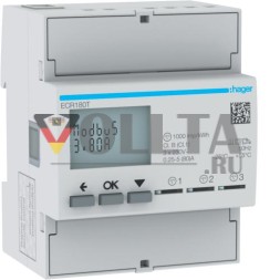 Hager ECR180T 1-фазный прямой 3x80A 4M MODBUS счетчик электроэнергии