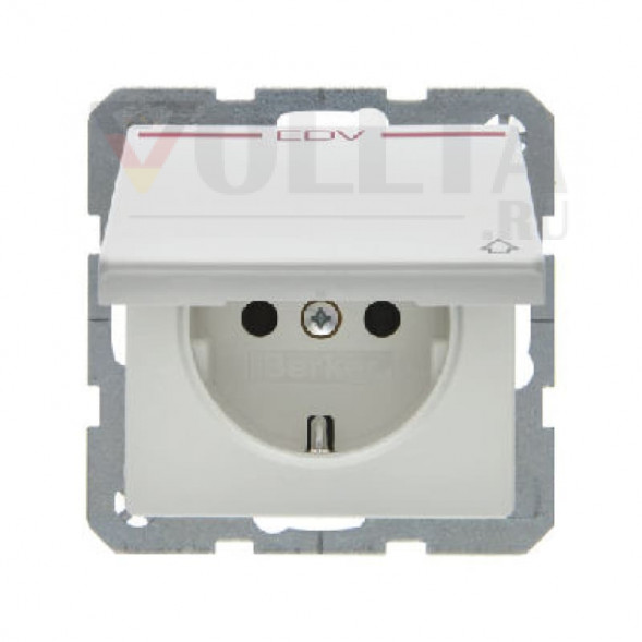 Berker 47516059 Q1 SCHUKO-розетка  16А, со штампом EDV (электронная обработка данных) цвет: красный, цвет:полярная белизна