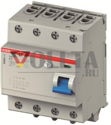 ABB Stotz-Kontakt F404A-K40/0.03, устройство защитного отключения 40A, 0.03mA, 400VAC, 50Hz, 4P, втычной, с кратковременной задержкой, 2CCF544310E0400