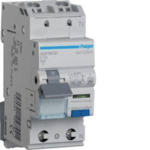 Hager ADF963D 1P+N 6kA C-13A 30mA Тип F дифференциальный автоматический выключатель