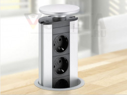 EVOline Port / Нержавеющая сталь / 2 выдвижных розетки
