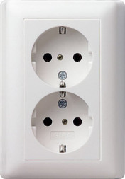 Gira 078303 System55 SCHUKO-Двойная розетка, 16А, цвет:чисто белый, тон:глянец