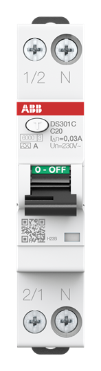 ABB Stotz-Kontakt 2CSR255163R1204 DS301CA-C20A/0.03 6kA 1P+N FI/LS выключатель