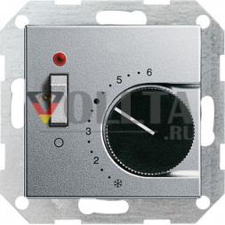 Gira 039226 System55 Регулятор температуры помещения, цвет: алюминевый