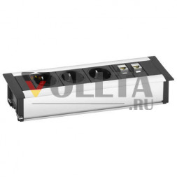 EVOline FrameDock DATA / черный анодированный / 3 разъема питания / 2 разъема RJ45
