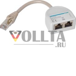 Hager HTG469H T RJ45 1 вилка 2 гнезда разъем
