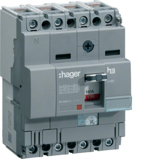 Автоматический выключатель Hager HHA081H x160 4-полюсный 25кА 80А